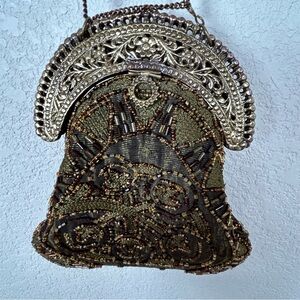 Vintage Style 100% silk women’s beaded purse Bohemian Boho Chic Victorian style
